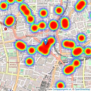 Stirling Ackroyd - Shoreditch listings heatmap