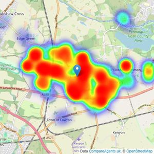 Stone Cross Estate Agents - Lowton listings heatmap