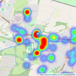 Stone Cross Estate Agents - Tyldesley listings heatmap