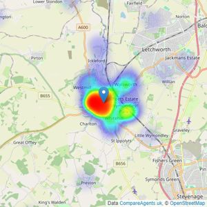 Stonegate Estates - Hitchin listings heatmap