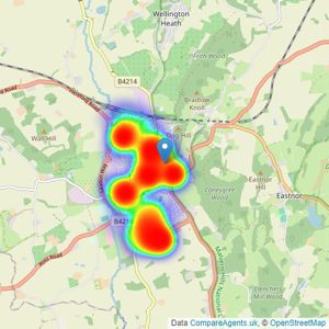 Stooke Hill & Walshe - Ledbury, Herefordshire listings heatmap