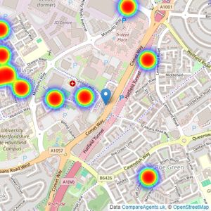 Strats Estates & Lettings - Hatfield listings heatmap