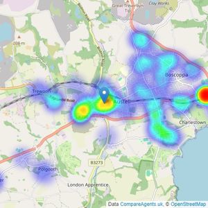 Stratton Creber - St. Austell listings heatmap