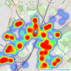 Streets Ahead - South Norwood listings heatmap