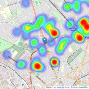 Streets Ahead - Thornton Heath listings heatmap