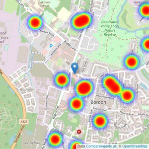 Strudwick Property Services - Bordon listings heatmap