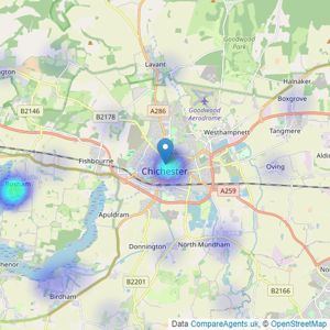 Strutt & Parker - Chichester listings heatmap