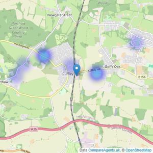 Strutt & Parker - Cuffley listings heatmap