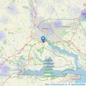 Strutt & Parker - Wherstead listings heatmap