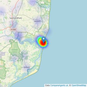 Suffolk Coastal - Aldeburgh listings heatmap