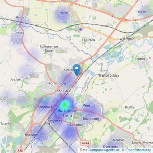 Sure Sales & Lettings - Burton-On-Trent listings heatmap