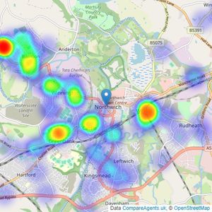 Swetenhams - Northwich listings heatmap