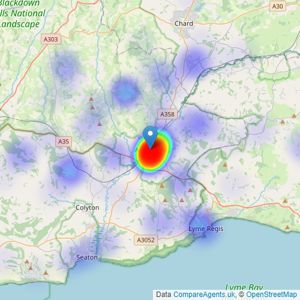 Symonds & Sampson - Axminster listings heatmap