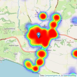 Symonds & Sampson - Bridport listings heatmap