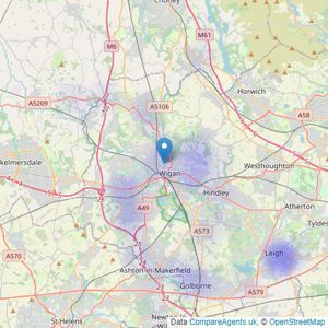 T Fazakerley & Son - Wigan listings heatmap