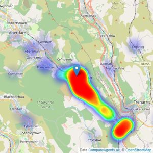 T Samuel Estate Agents - Mountain Ash listings heatmap