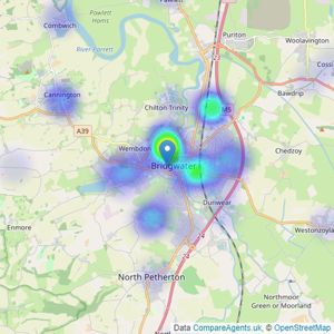 Tamlyns sales & lettings - Bridgwater listings heatmap