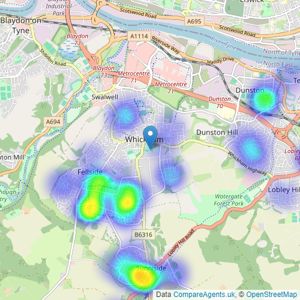 Target Property NE - Whickham listings heatmap