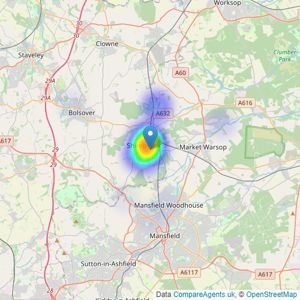 Tassi Sales and Lettings Ltd - Shirebrook listings heatmap