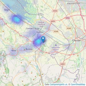 Tate & Co - Hawarden listings heatmap