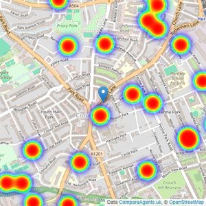 Tatlers - Crouch End listings heatmap