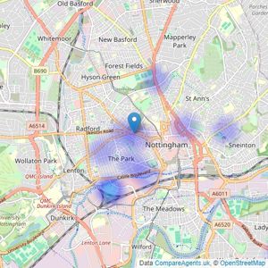 Tattershalls Ltd - Nottingham listings heatmap