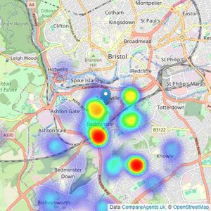 Taylors Estate Agents - Bedminster listings heatmap