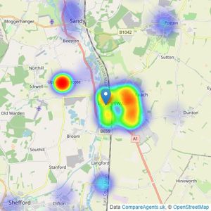 Taylors Estate Agents - Biggleswade listings heatmap