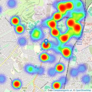 Taylors Estate Agents - Filton listings heatmap