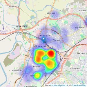 Taylors Estate Agents - Gloucester listings heatmap