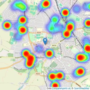 Taylors Estate Agents - Hitchin listings heatmap