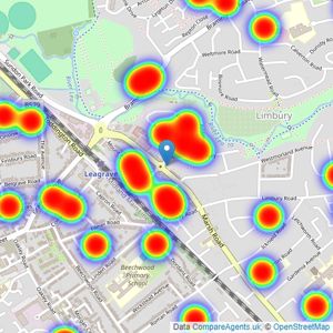 Taylors Estate Agents - Leagrave listings heatmap