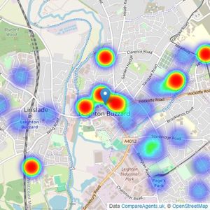 Taylors Estate Agents - Leighton Buzzard listings heatmap