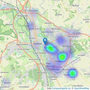 Taylors Estate Agents - Oxford City listings heatmap