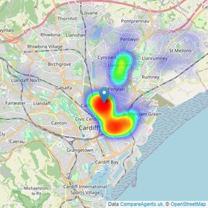 Taylors Estate Agents - Roath listings heatmap