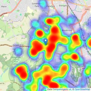 Taylors Estate Agents - Sedgley listings heatmap