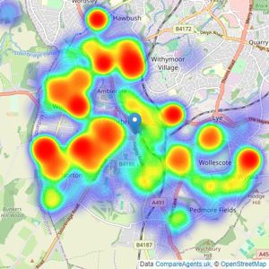 Taylors Estate Agents - Stourbridge listings heatmap