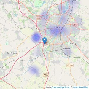 Taylors - Leicester listings heatmap