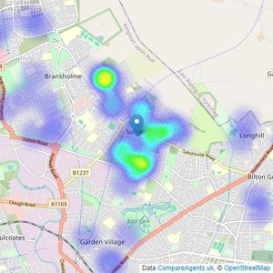 Taylors - Sutton-on-Hull listings heatmap