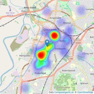 TG Sales & Lettings - Gloucester listings heatmap