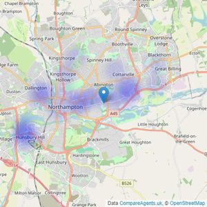 The Estate Agents 1977 - Northampton listings heatmap