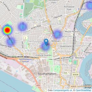 The Home Agency - Southampton listings heatmap