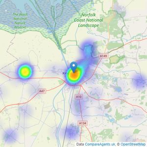 The Norfolk Agents - Kings Lynn listings heatmap