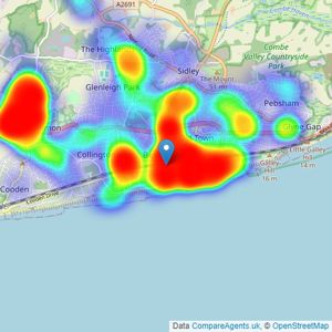 The Property Cafe - Bexhill on Sea listings heatmap