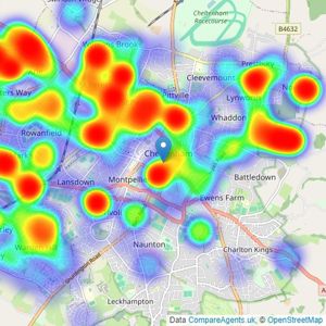 The Property Centre - Cheltenham listings heatmap