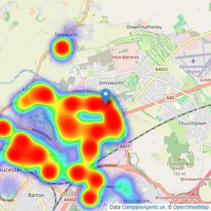 The Property Centre - Longlevens listings heatmap