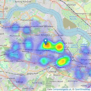 The Property Cloud - North Kent & South East London listings heatmap