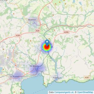 The Property Shop - Lostwithiel listings heatmap