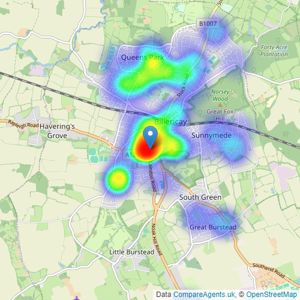 The Property Specialists - Billericay listings heatmap