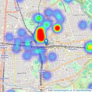 The Stow Brothers - Hackney listings heatmap